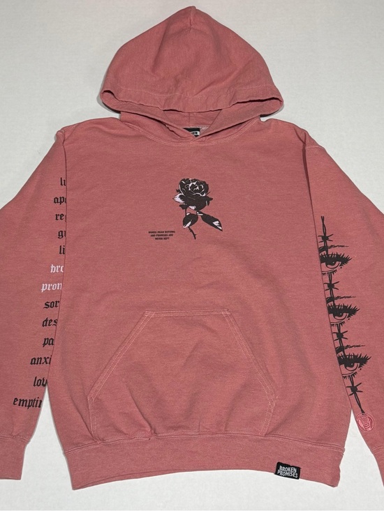 Broken Promises Other - Men's Broken Promises Hoodie with Rose Graphic - Dusty Rose